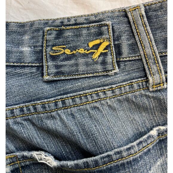 Seven 7 Relaxed Distressed Blue Denim Jeans Men's Size 32 Destroyed Western - Picture 3 of 12